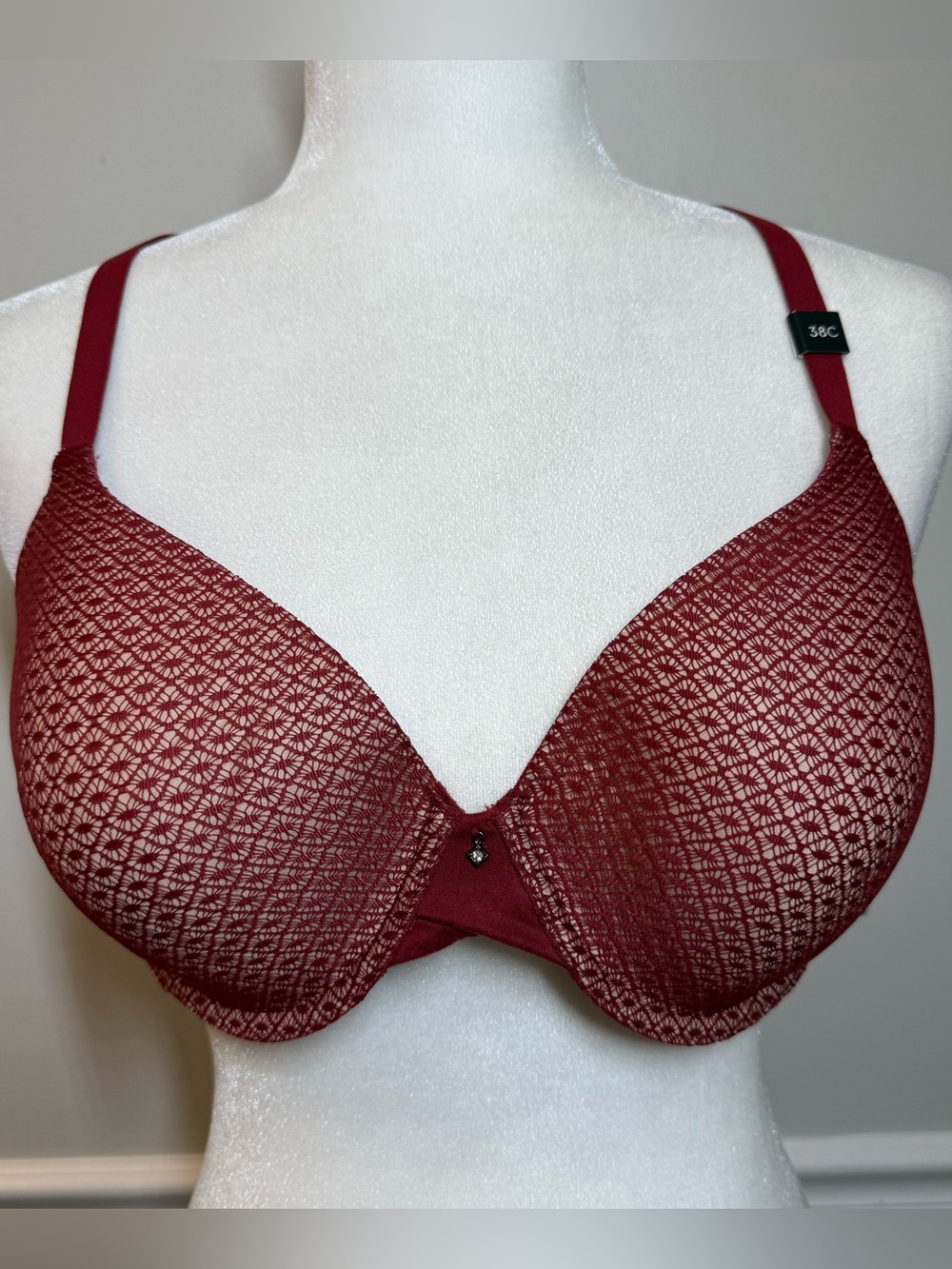 Simply Vera Vera Wang Lace Full Coverage Bra 38C Garnet Racerback Convertible